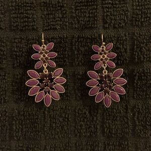 Purple and Gold Pierced Earrings